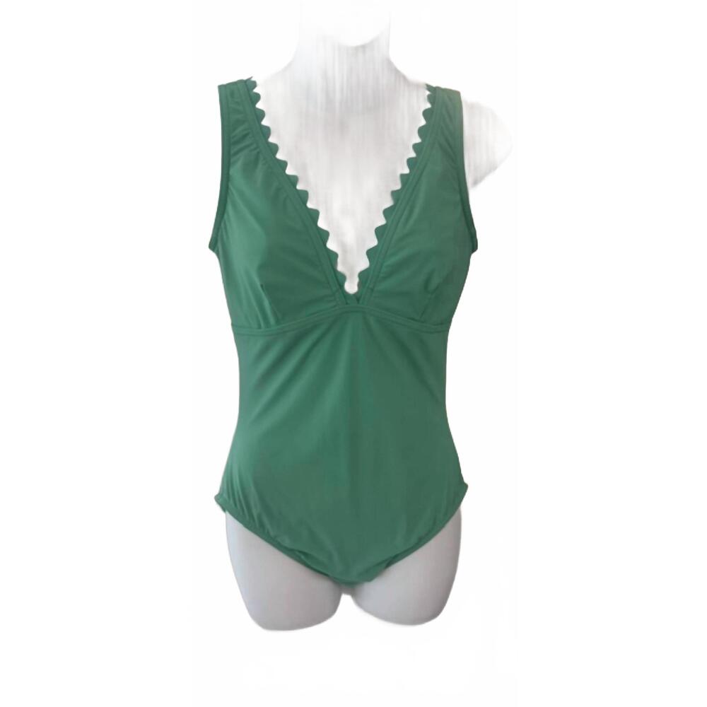 NEW KARLA COLLETTO women's ines v neck silent underwire one piece in seagreen